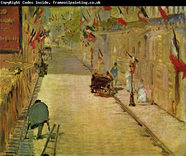 Edouard Manet Rue Mosnier mit Fahnen